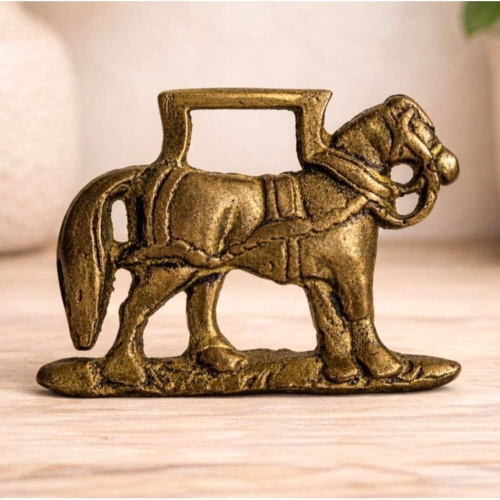 Vintage Brass Horse Harness Ornament